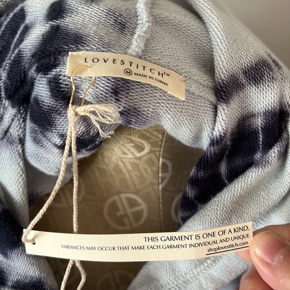 NWT Women’s Bamboo Spiral White/Indigo Tie-Dye French Terry Short Set - Picture 4 of 9